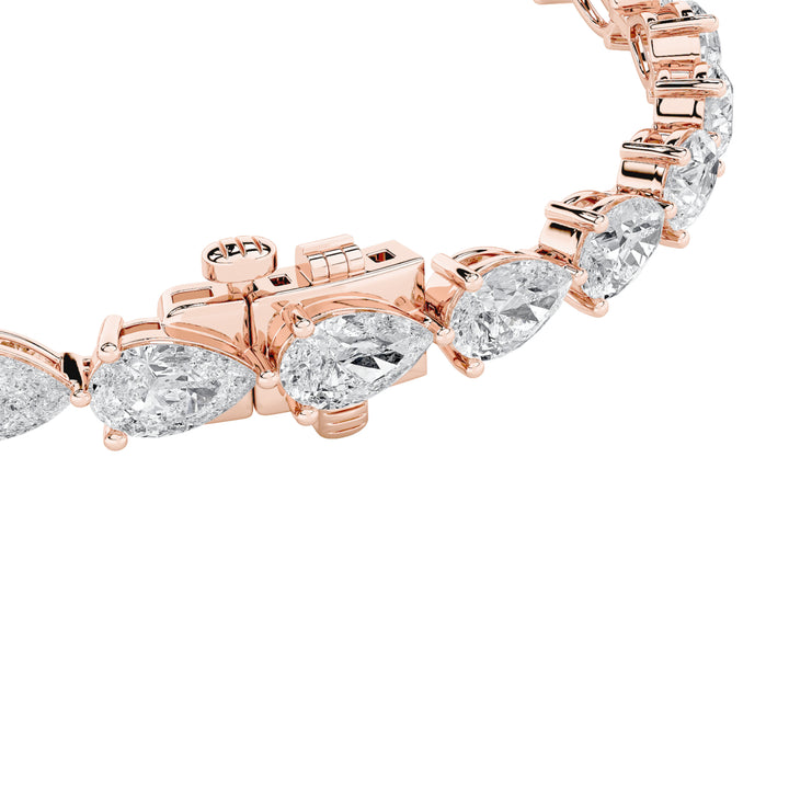8CTW Pear Shaped Lab Grown Diamond (F/VS) East West Bracelet in 14K Gold