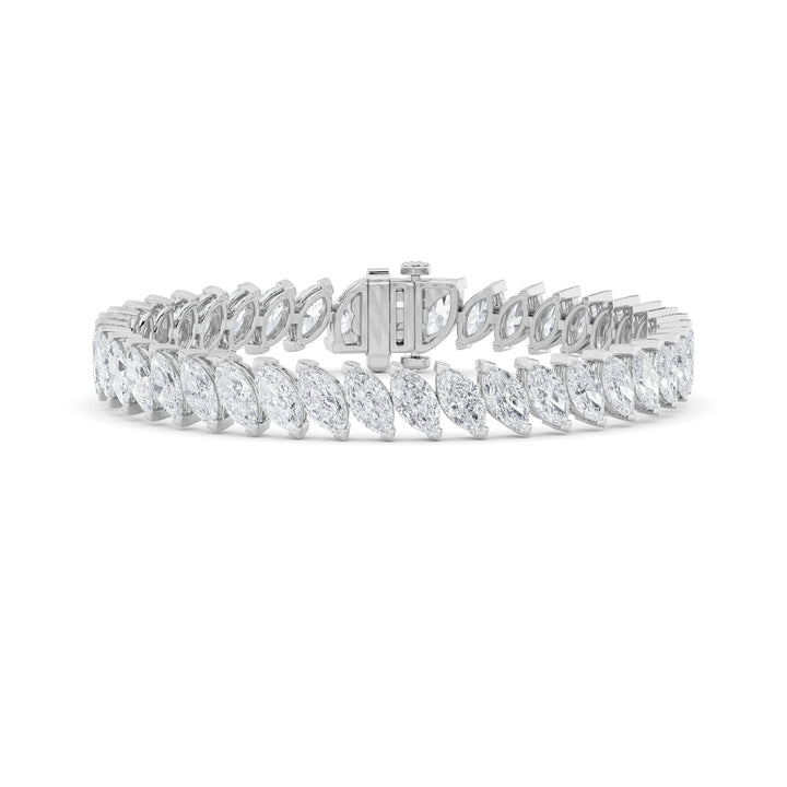 16.5CTW Marquise Shaped Lab Grown Diamond (F/VS) Angled Line Bracelet in 14K Gold