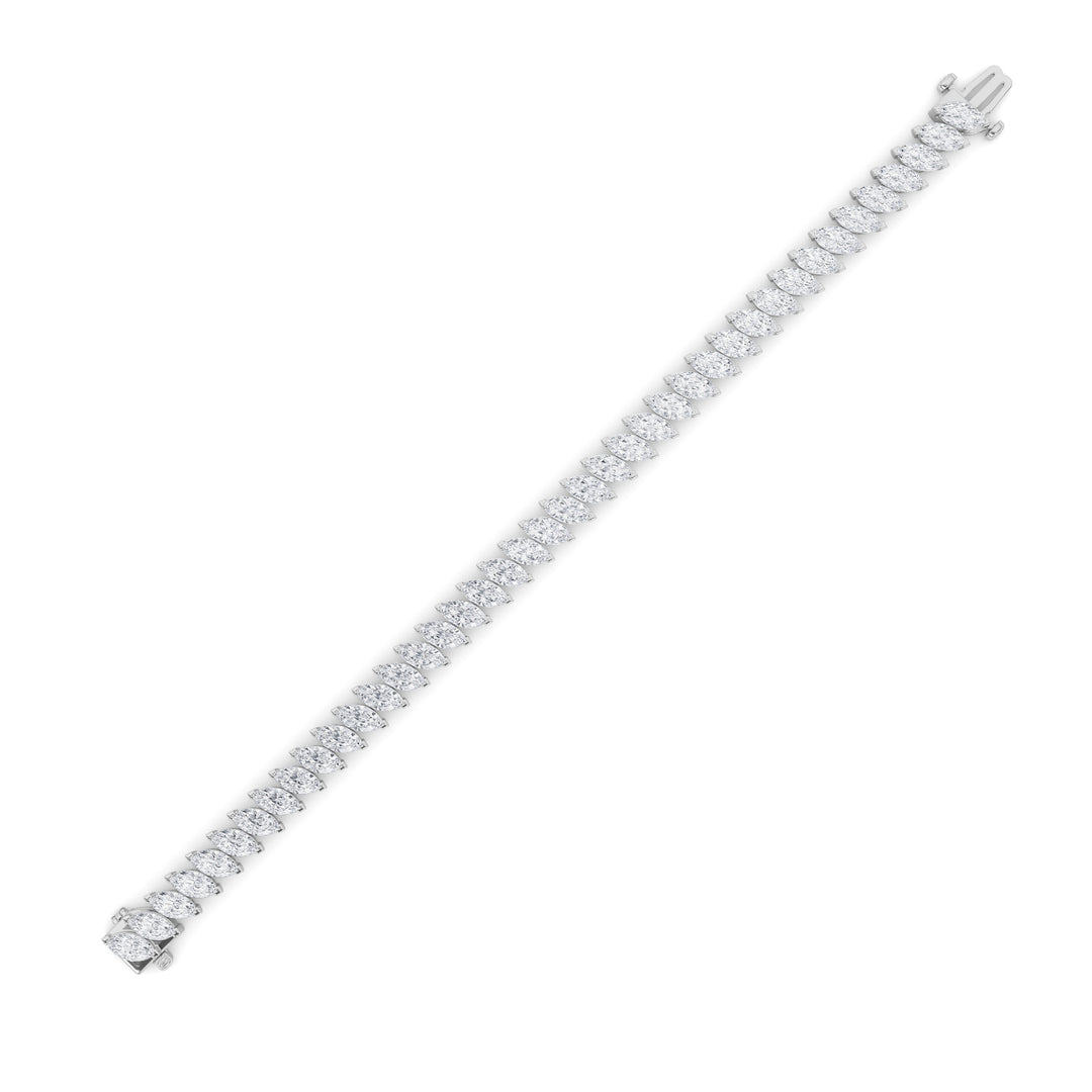 16.5CTW Marquise Shaped Lab Grown Diamond (F/VS) Angled Line Bracelet in 14K Gold