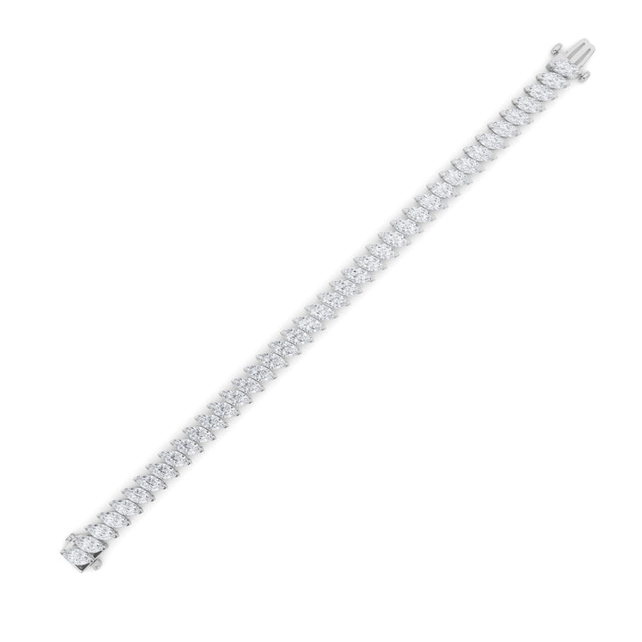 16.5CTW Marquise Shaped Lab Grown Diamond (F/VS) Angled Line Bracelet in 14K Gold