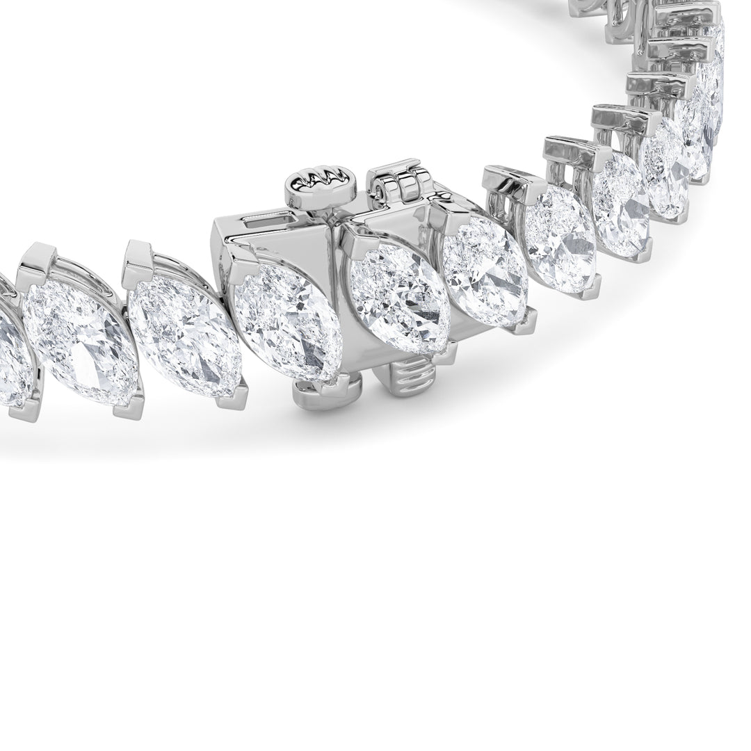 16.5CTW Marquise Shaped Lab Grown Diamond (F/VS) Angled Line Bracelet in 14K Gold