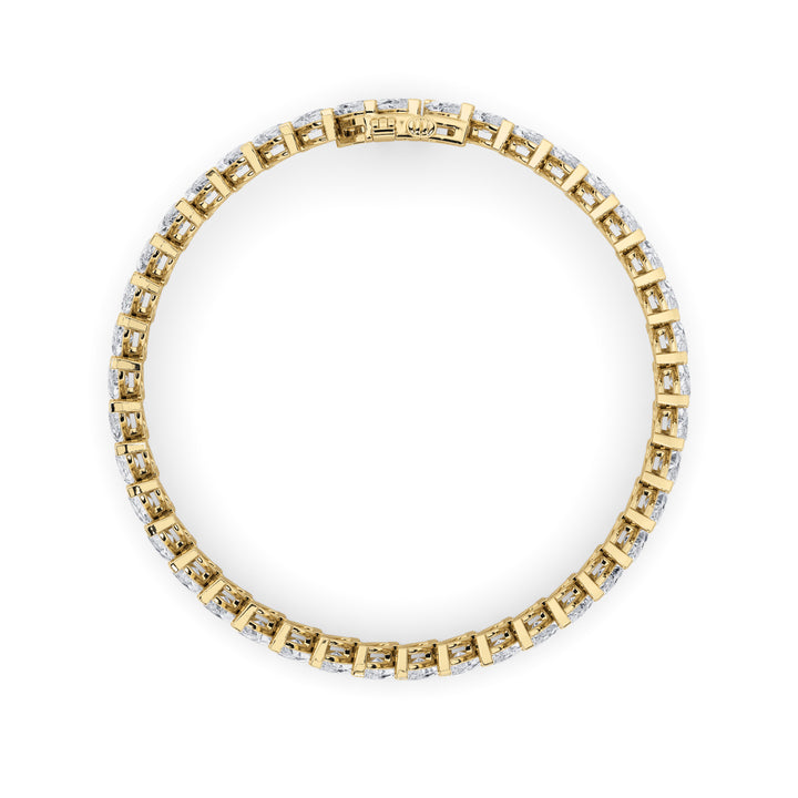 16.5CTW Marquise Shaped Lab Grown Diamond (F/VS) Angled Line Bracelet in 14K Gold