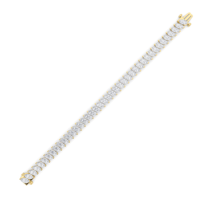 16.5CTW Marquise Shaped Lab Grown Diamond (F/VS) Angled Line Bracelet in 14K Gold