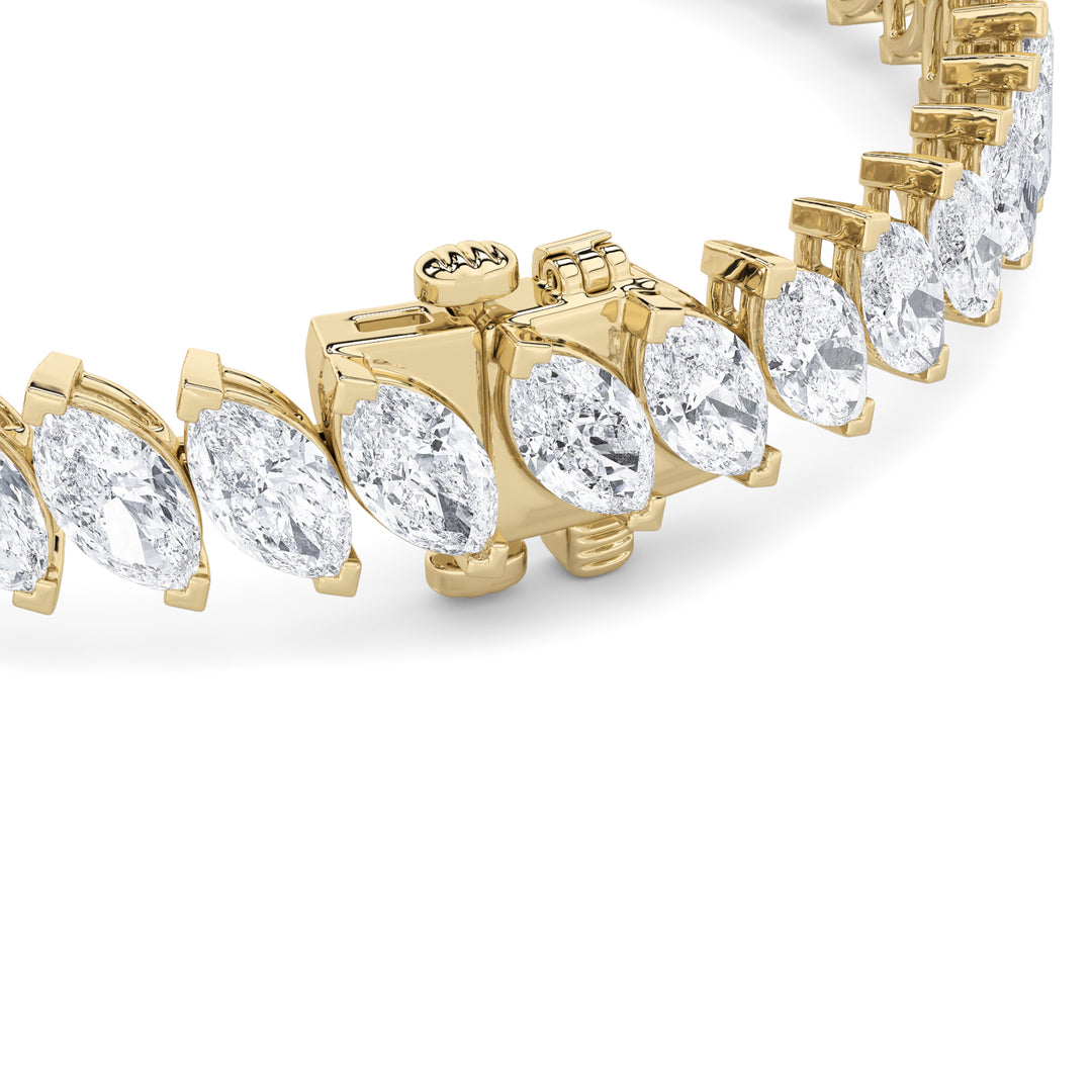 16.5CTW Marquise Shaped Lab Grown Diamond (F/VS) Angled Line Bracelet in 14K Gold