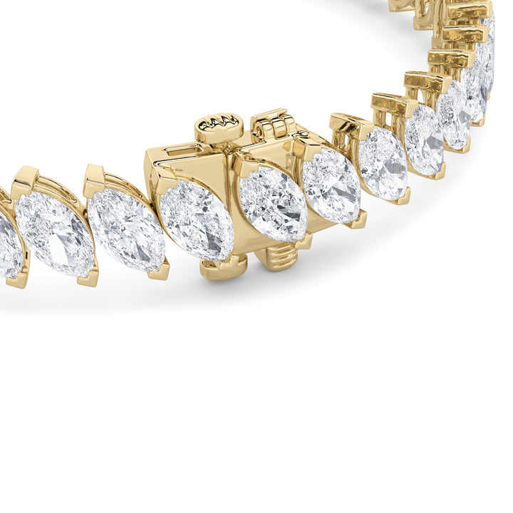 16.5CTW Marquise Shaped Lab Grown Diamond (F/VS) Angled Line Bracelet in 14K Gold