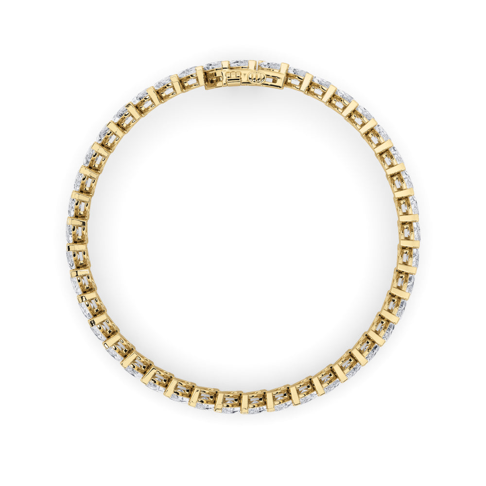 16.5CTW Marquise Shaped Lab Grown Diamond (F/VS) Angled Line Bracelet in 14K Gold