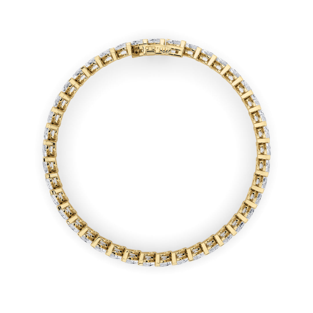 16.5CTW Marquise Shaped Lab Grown Diamond (F/VS) Angled Line Bracelet in 14K Gold