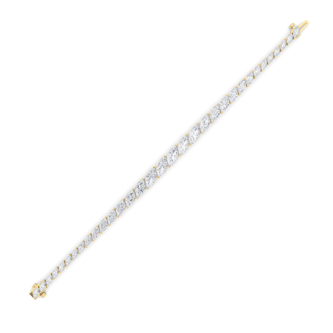 13CTW Marquise Shaped Lab Grown Diamond (F/VS) Fancy Bracelet in 14K Gold