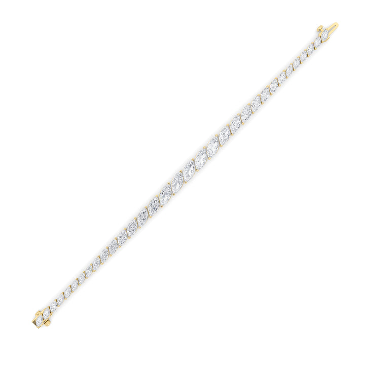 13CTW Marquise Shaped Lab Grown Diamond (F/VS) Fancy Bracelet in 14K Gold