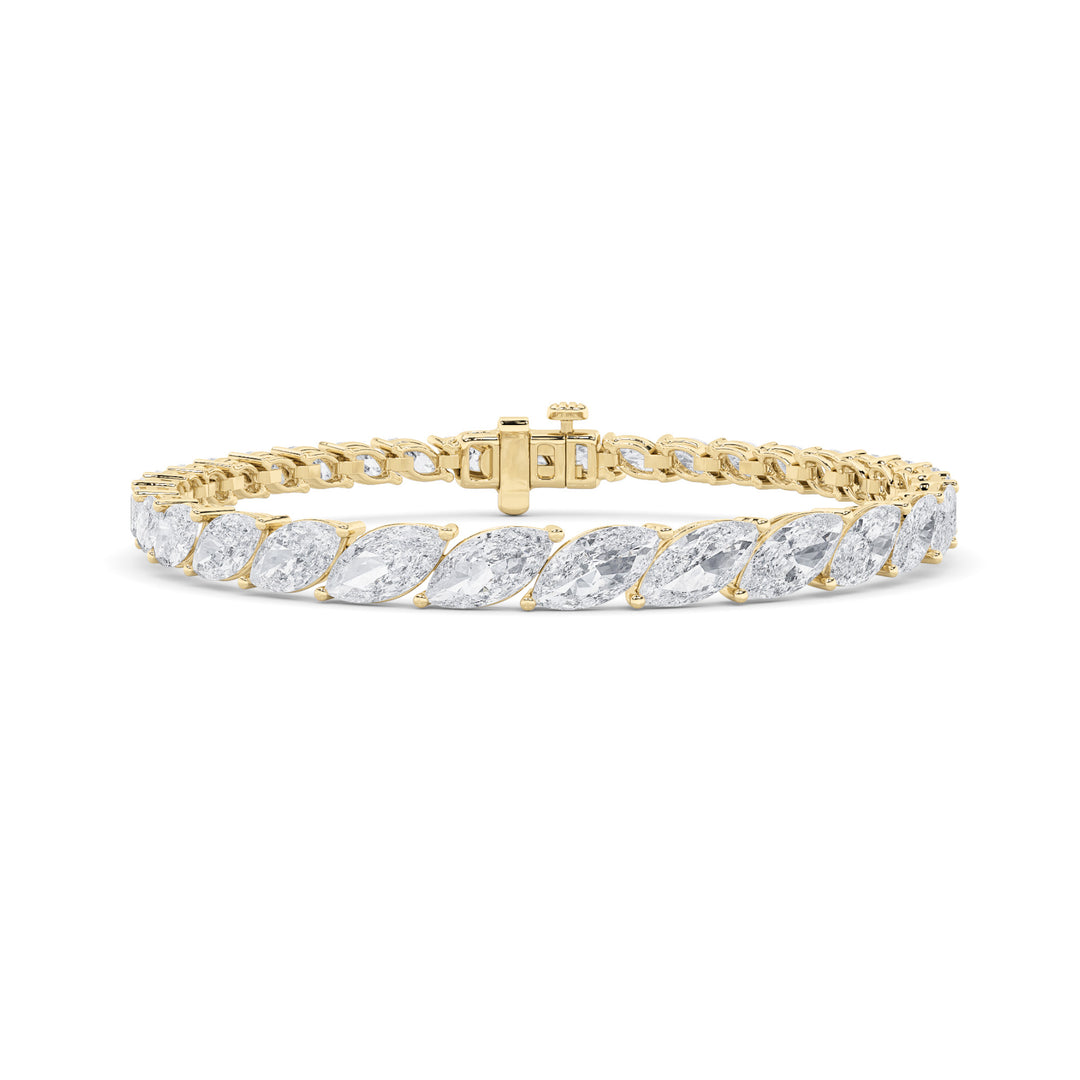 13CTW Marquise Shaped Lab Grown Diamond (F/VS) Fancy Bracelet in 14K Gold