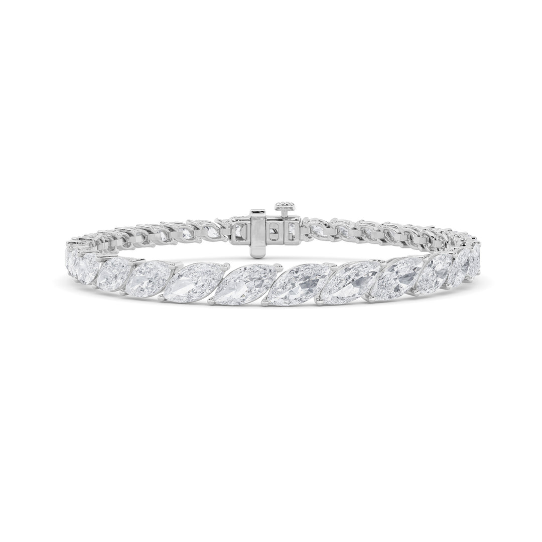 13.5CTW Marquise Shaped Lab Grown Diamond (F/VS) Bracelet in 14K Gold