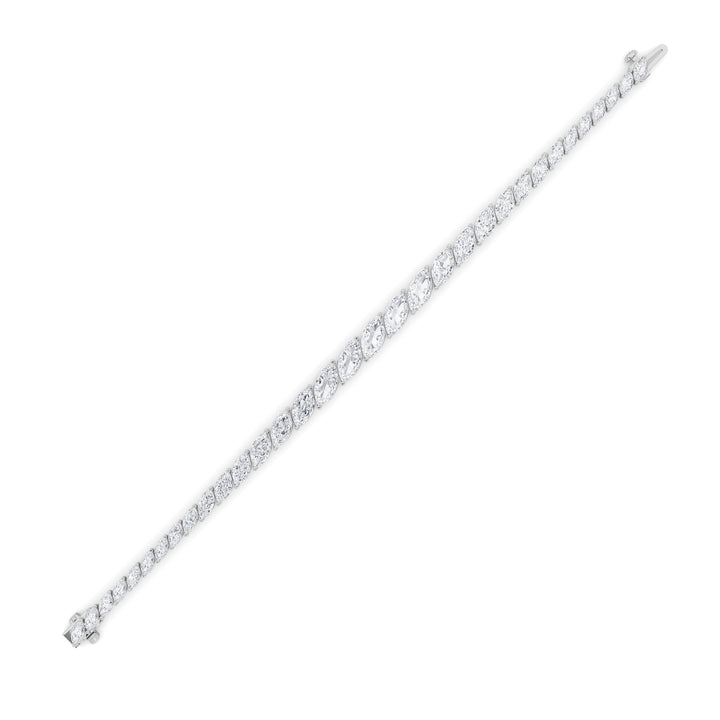 13.5CTW Marquise Shaped Lab Grown Diamond (F/VS) Bracelet in 14K Gold