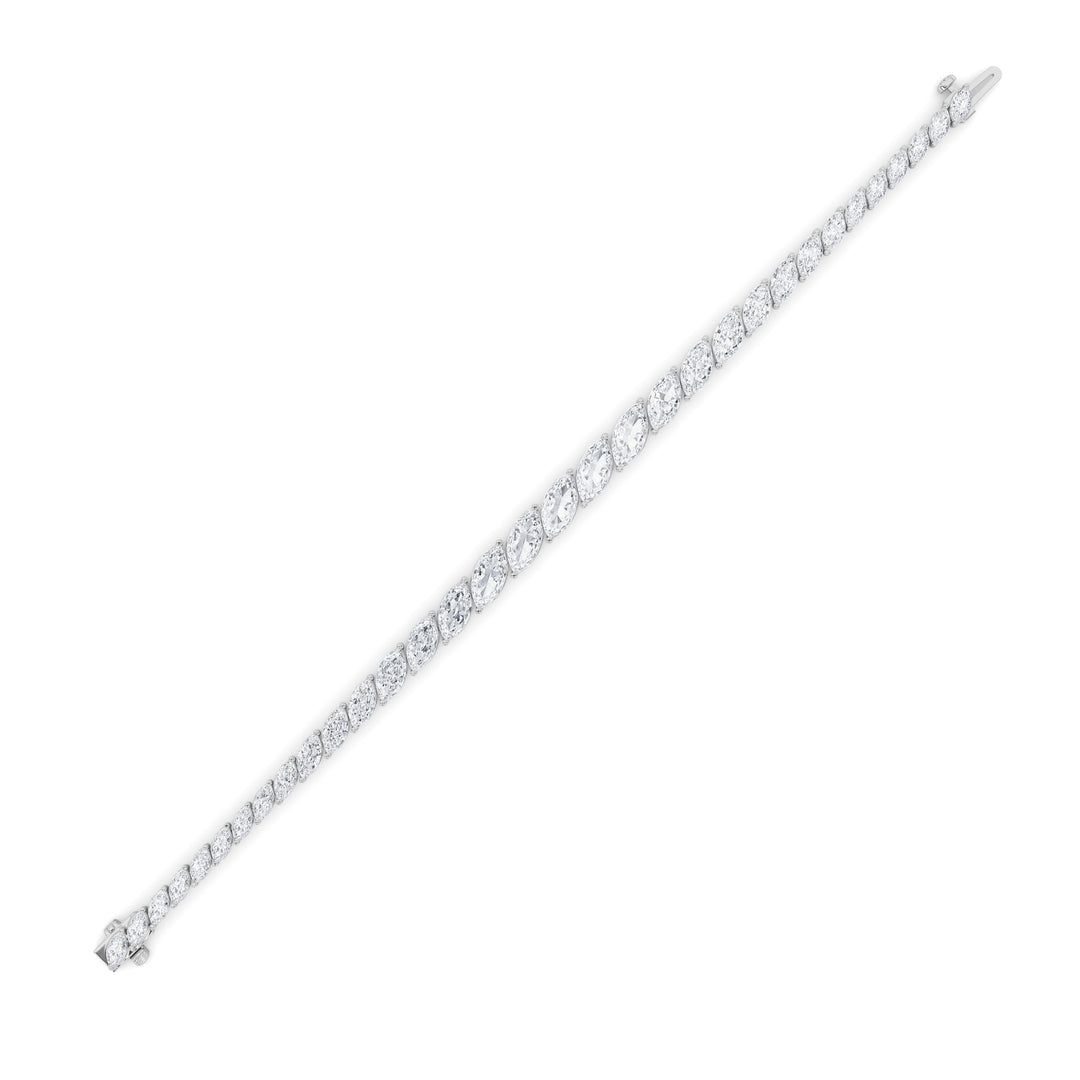 13.5CTW Marquise Shaped Lab Grown Diamond (F/VS) Bracelet in 14K Gold