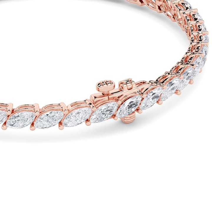 13.5CTW Marquise Shaped Lab Grown Diamond (F/VS) Bracelet in 14K Gold