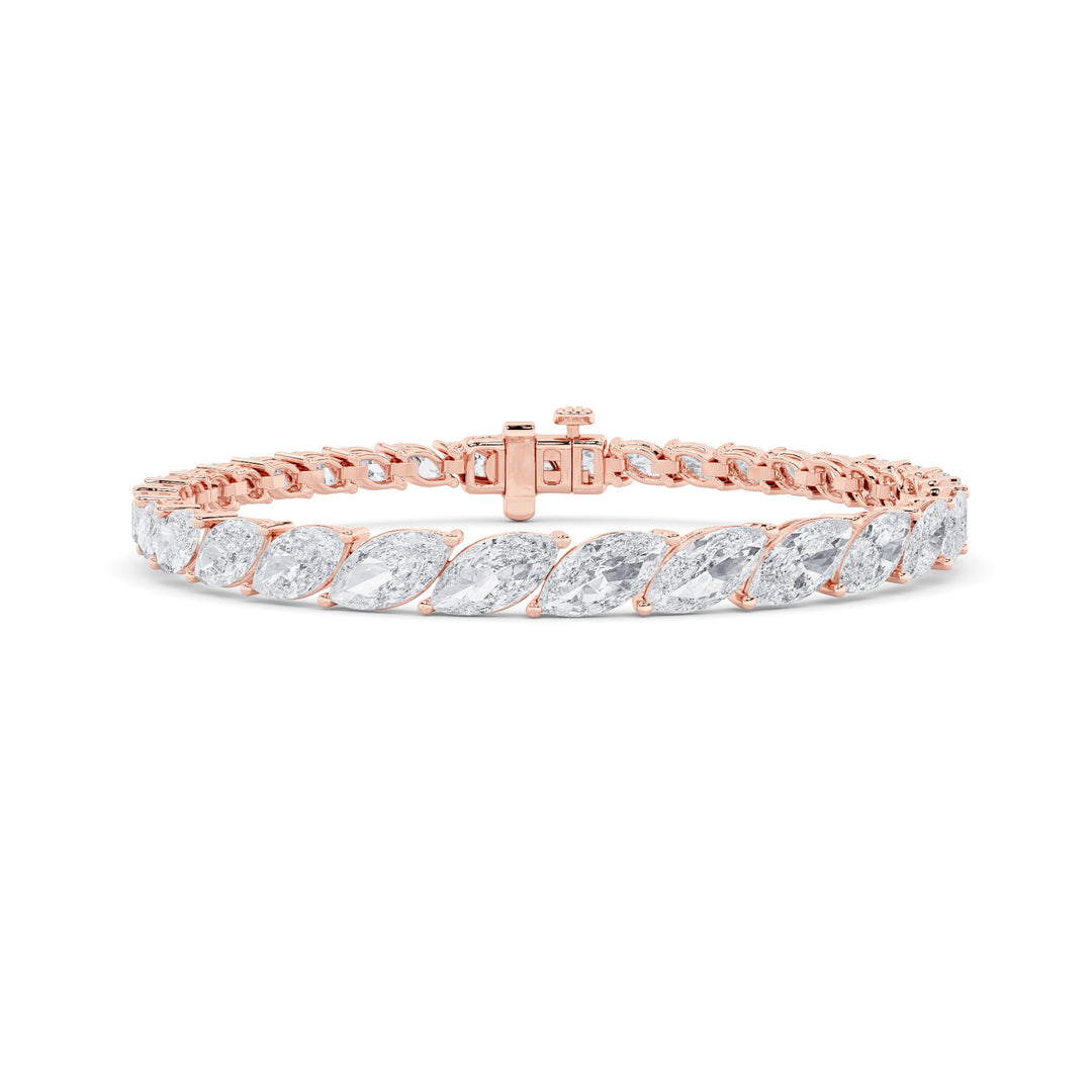 13.5CTW Marquise Shaped Lab Grown Diamond (F/VS) Bracelet in 14K Gold