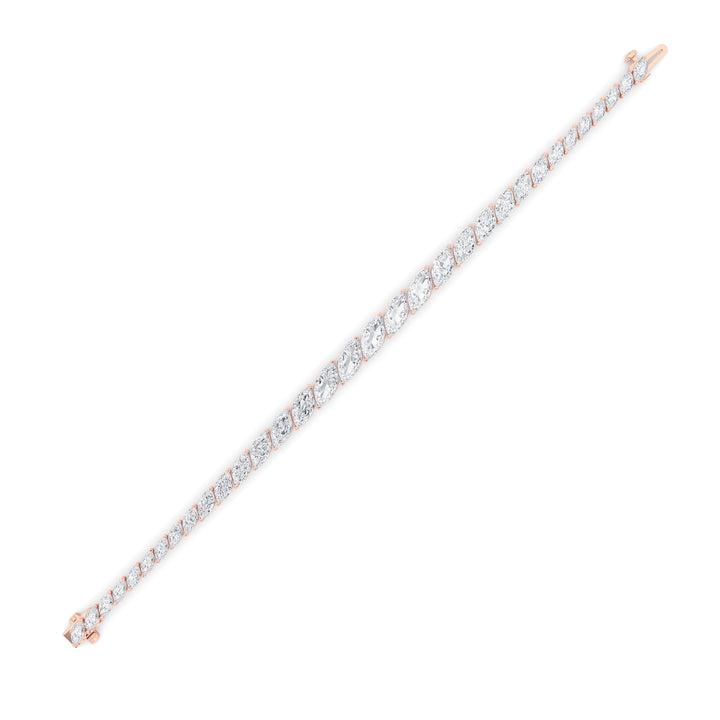 13.5CTW Marquise Shaped Lab Grown Diamond (F/VS) Bracelet in 14K Gold