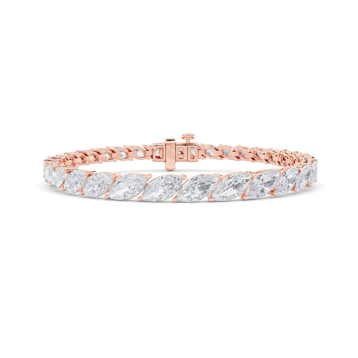 13.5CTW Marquise Shaped Lab Grown Diamond (F/VS) Bracelet in 14K Gold