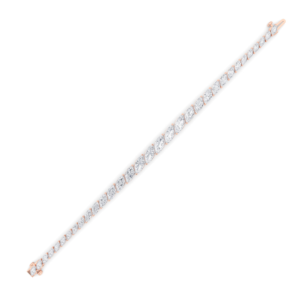 13.5CTW Marquise Shaped Lab Grown Diamond (F/VS) Bracelet in 14K Gold