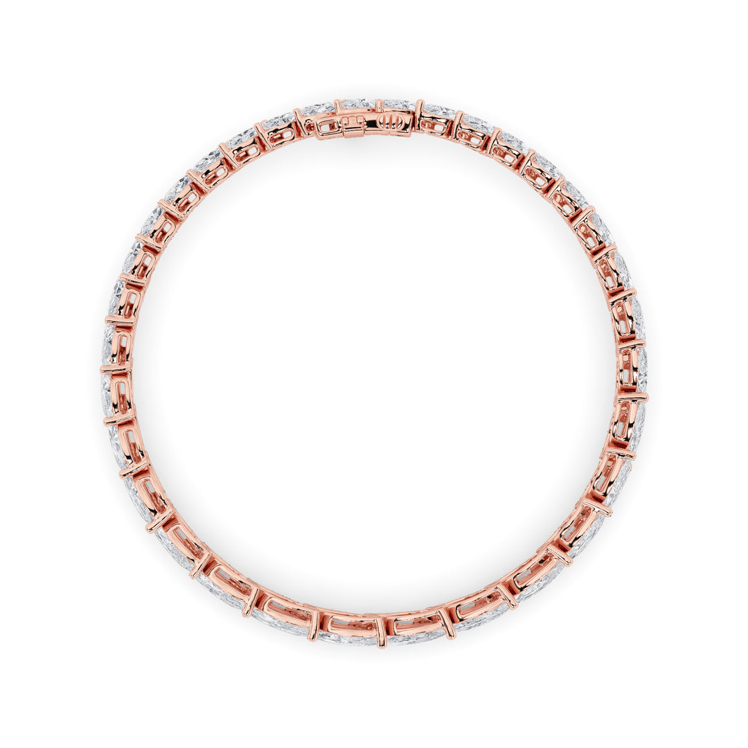 13.5CTW Marquise Shaped Lab Grown Diamond (F/VS) Bracelet in 14K Gold