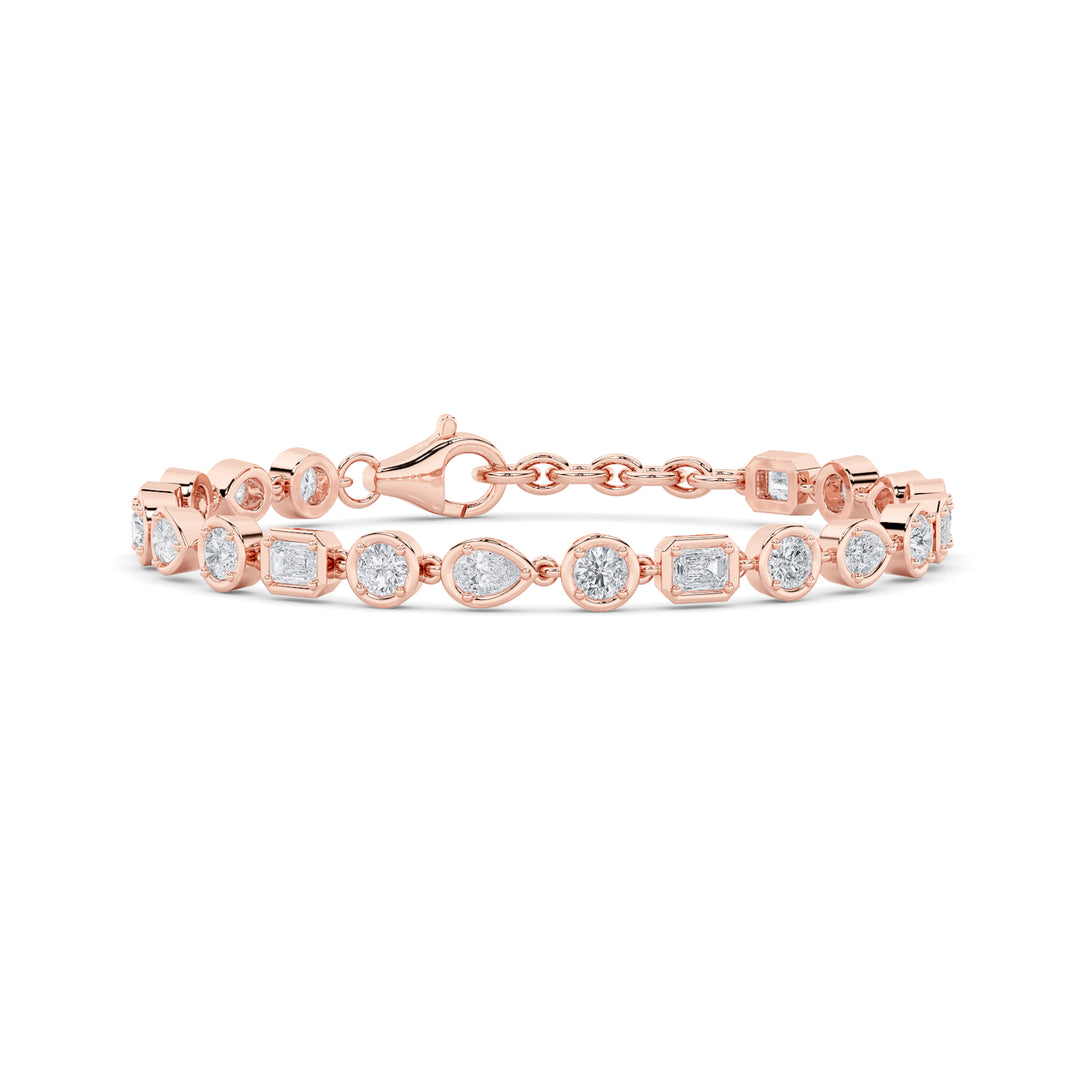 4CTW Mix Shaped Lab Grown Diamond (G/VS) Bracelet in 14K Gold