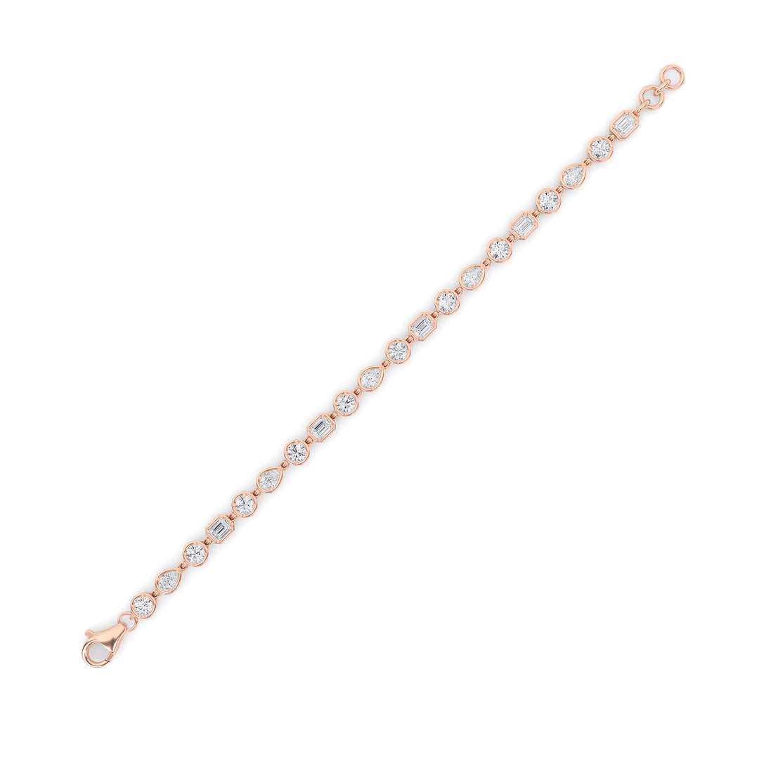 4CTW Mix Shaped Lab Grown Diamond (G/VS) Bracelet in 14K Gold
