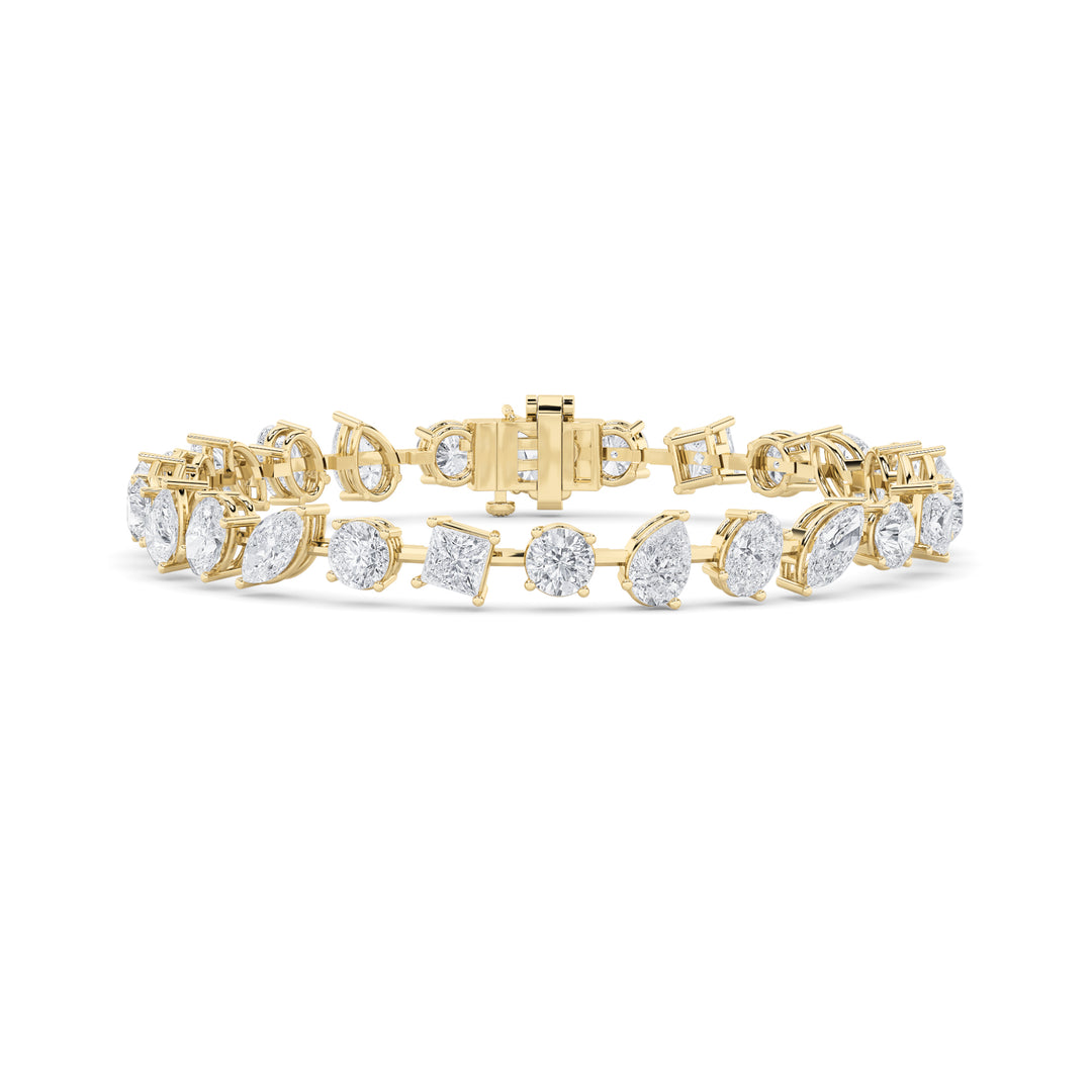 10.25CTW Mix Shaped Lab Grown Diamond (F/VS) Bracelet in 14K Gold