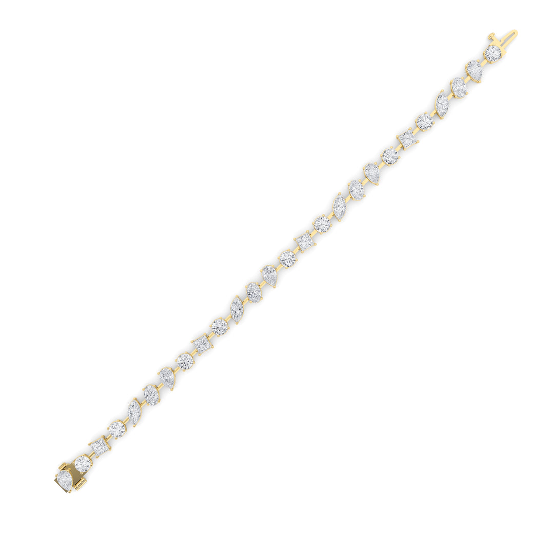 10.25CTW Mix Shaped Lab Grown Diamond (F/VS) Bracelet in 14K Gold