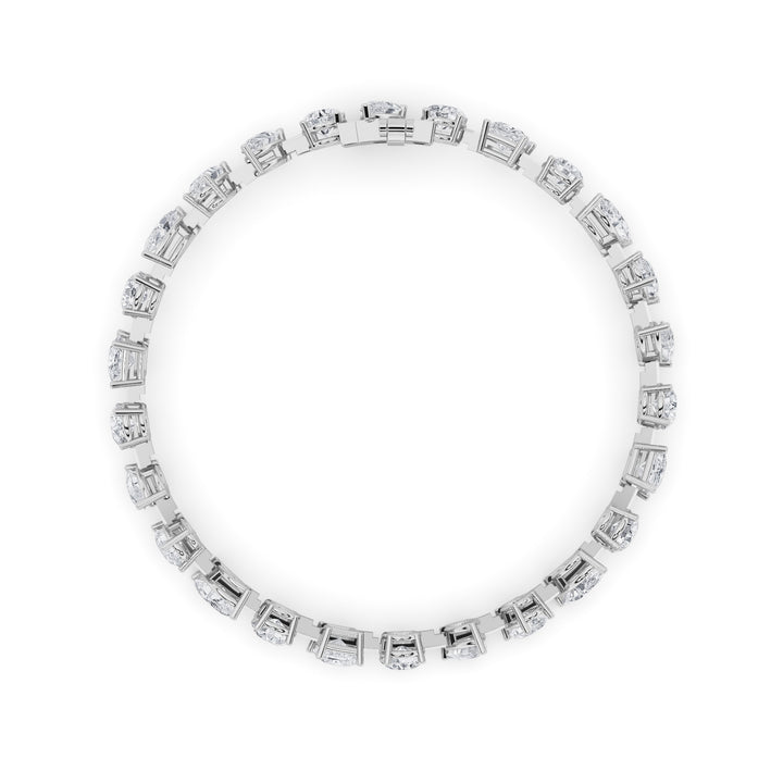 10.5CTW Mix Shaped Lab Grown Diamond (F/VS) North South Bracelet in 14K Gold