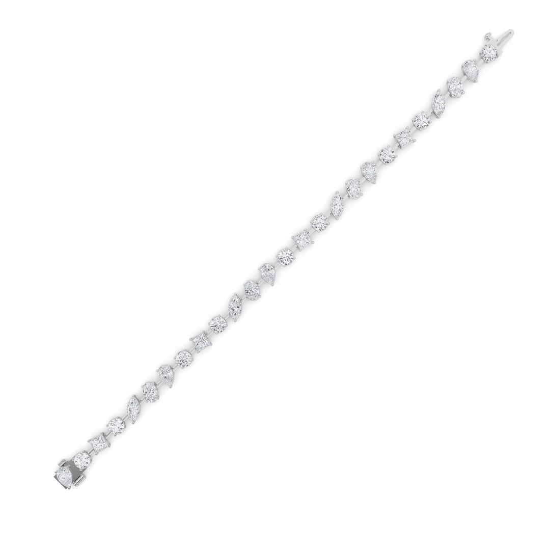 10.5CTW Mix Shaped Lab Grown Diamond (F/VS) North South Bracelet in 14K Gold