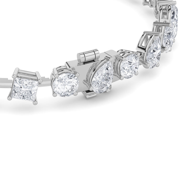 10.5CTW Mix Shaped Lab Grown Diamond (F/VS) North South Bracelet in 14K Gold