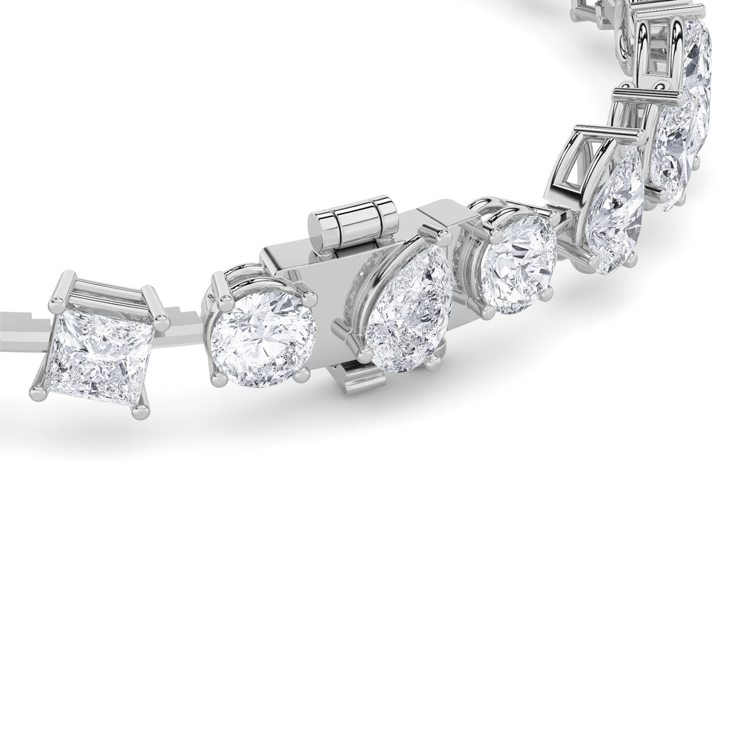 10.5CTW Mix Shaped Lab Grown Diamond (F/VS) North South Bracelet in 14K Gold