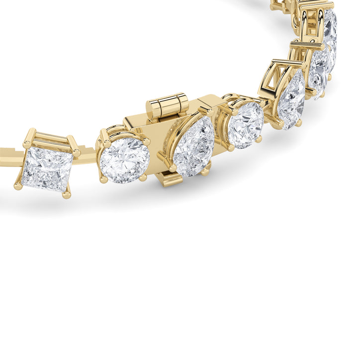 10.5CTW Mix Shaped Lab Grown Diamond (F/VS) North South Bracelet in 14K Gold