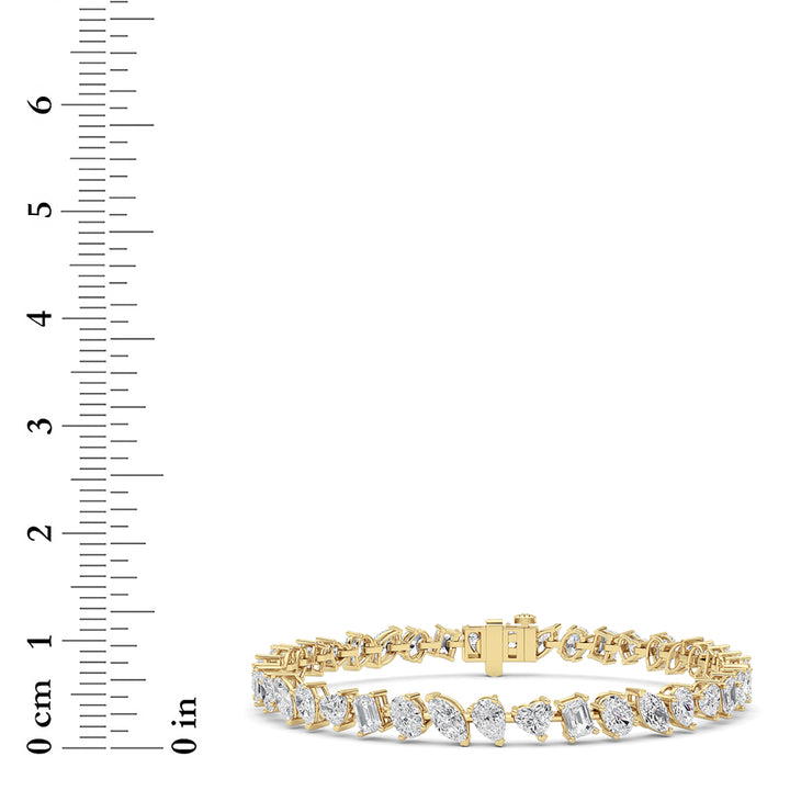 8CTW Mix Shaped Lab Grown Diamond (F/VS) Bracelet in 14K Gold