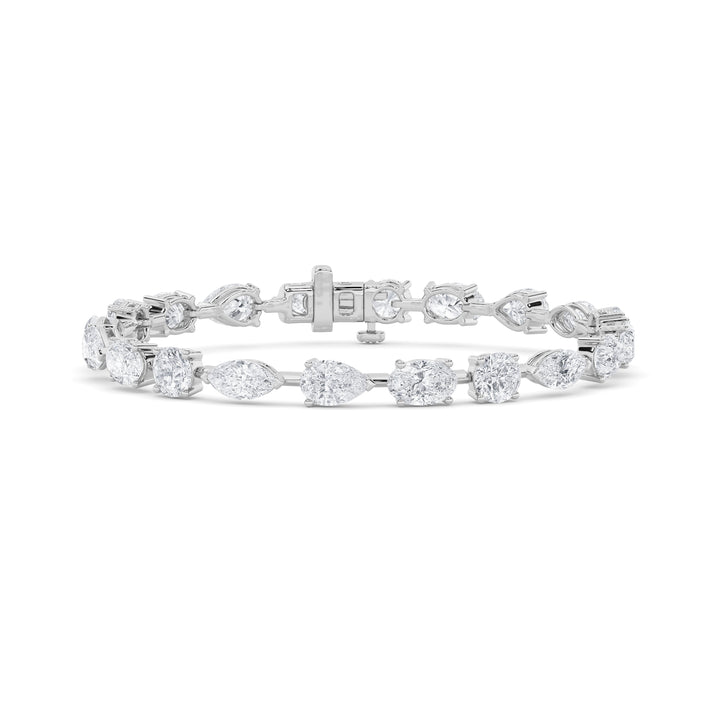 10CTW Mix Shaped Lab Grown Diamond East & West Bracelet in 14K Gold (F/VS)