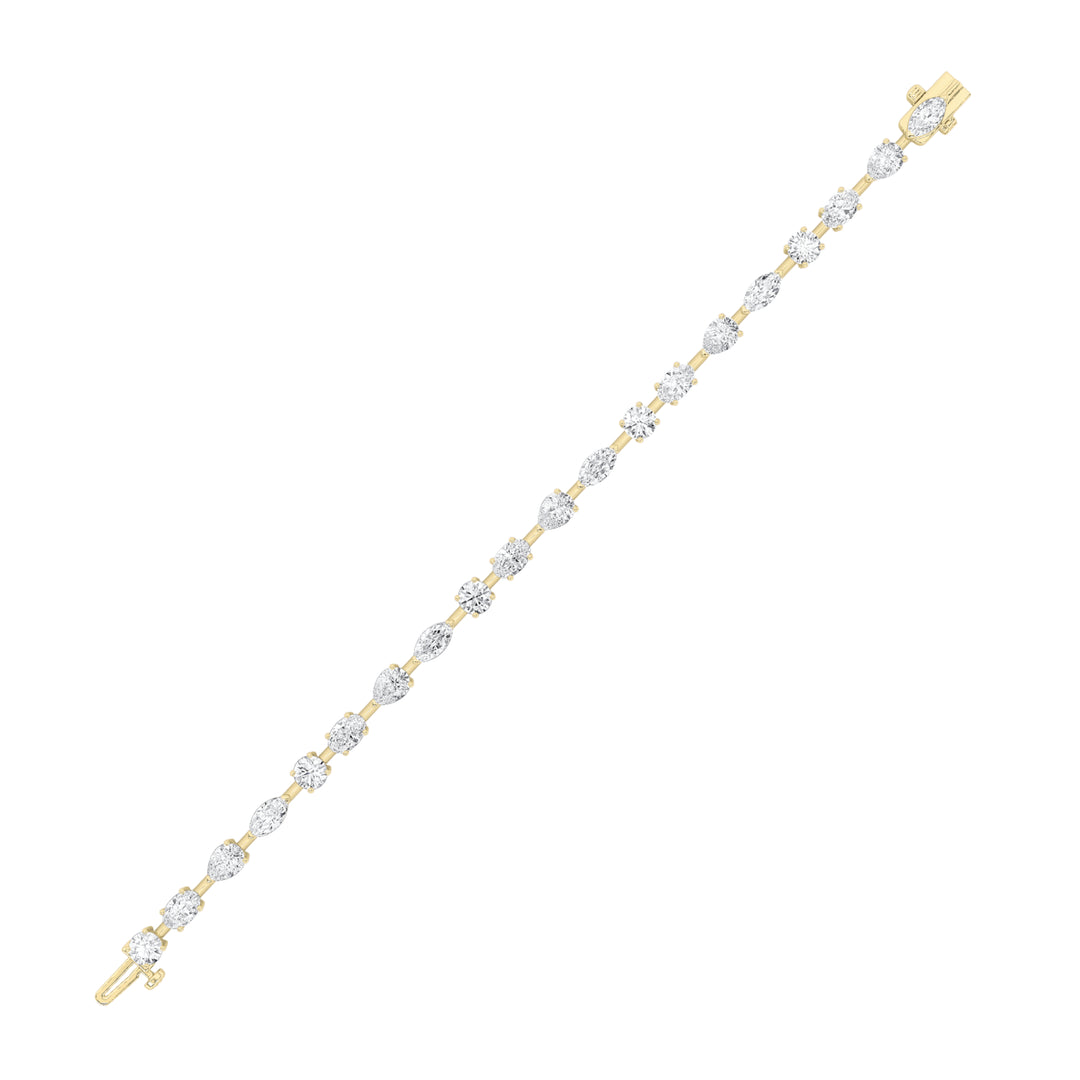 10CTW Mix Shaped Lab Grown Diamond East & West Bracelet in 14K Gold (F/VS)