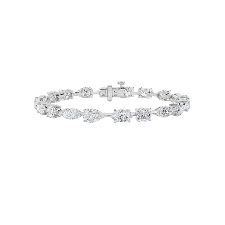 12CTW Mix Shaped Lab Grown Diamond East & West Bracelet in 14K Gold (F/VS)