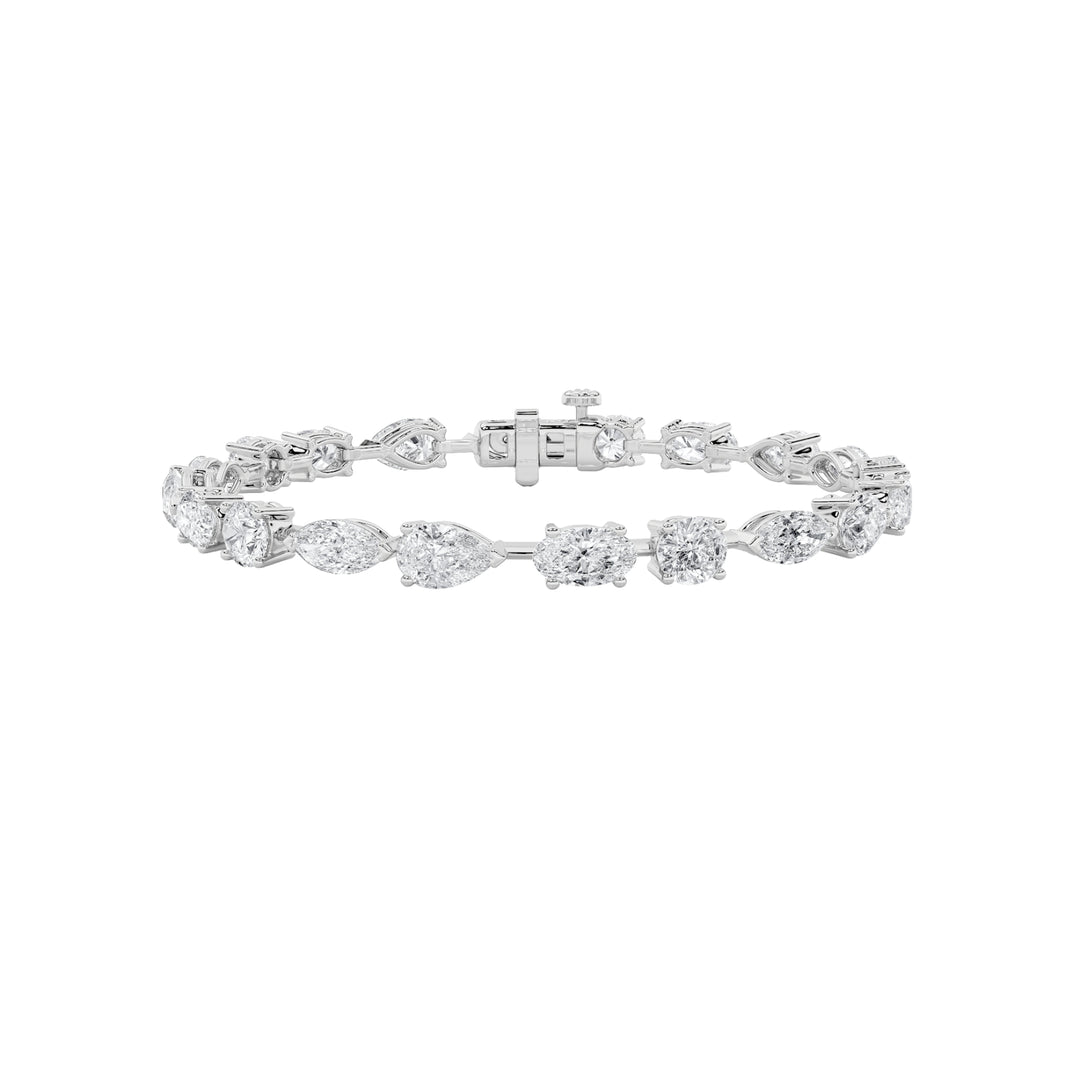 12CTW Mix Shaped Lab Grown Diamond East & West Bracelet in 14K Gold (F/VS)