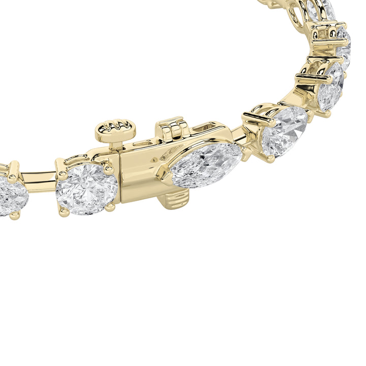 5CTW Mix Shaped Lab Grown Diamond East & West Bracelet in 14K Gold (F/VS)