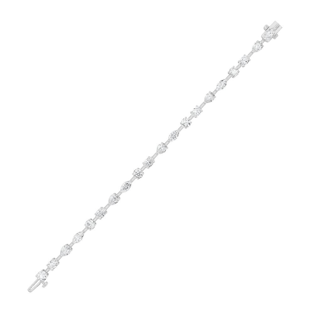 6CTW Mix Shaped Lab Grown Diamond East & West Bracelet in 14K Gold (F/VS)
