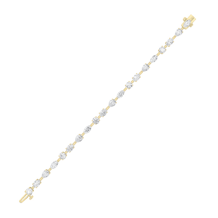 7CTW Mix Shaped Lab Grown Diamond (F/VS) Bracelet in 14K Gold