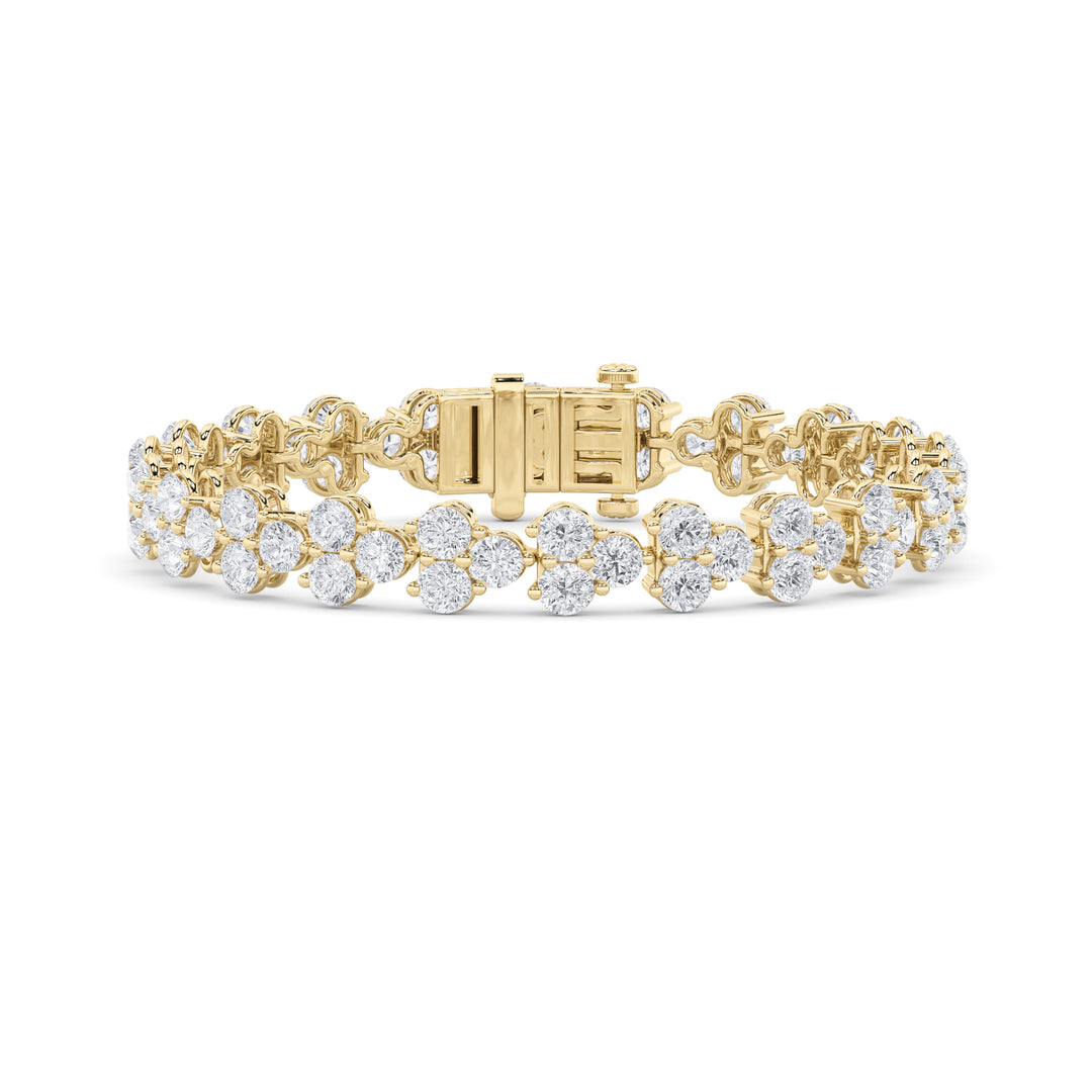 13CTW Round Shaped Lab Grown Diamond (F/VS) Cluster Bracelet in 14K Gold