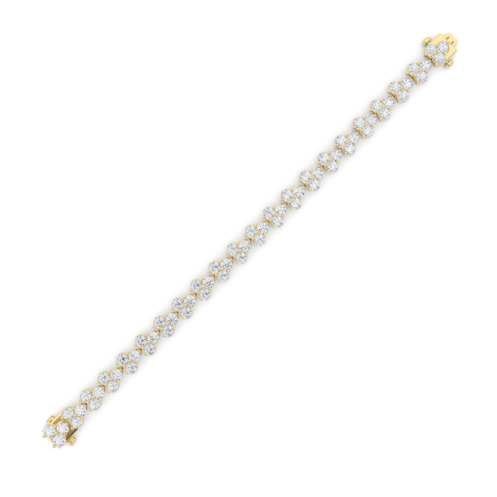 13CTW Round Shaped Lab Grown Diamond (F/VS) Cluster Bracelet in 14K Gold