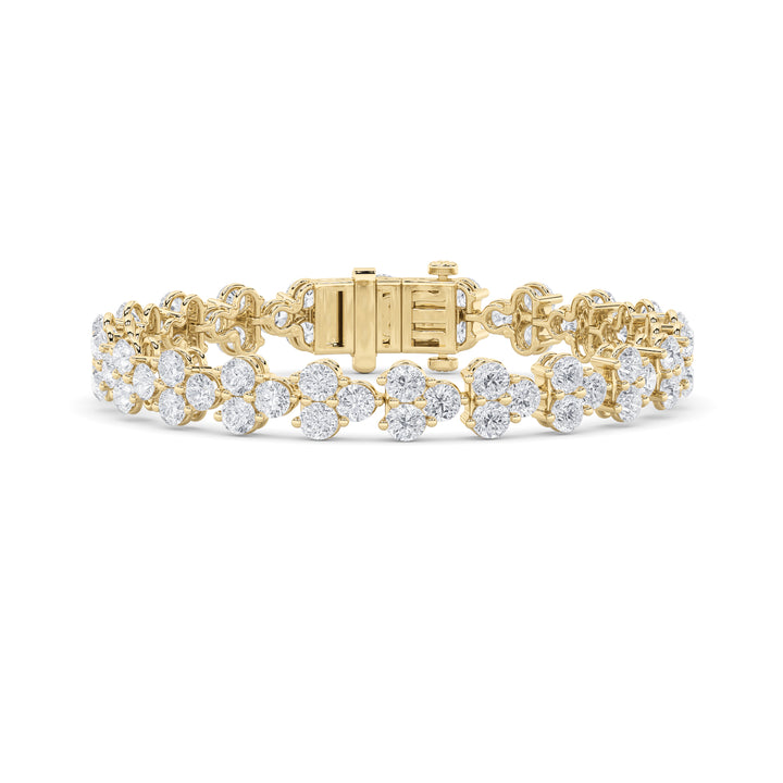 13CTW Round Shaped Lab Grown Diamond (F/VS) Cluster Bracelet in 14K Gold