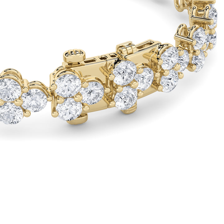 13CTW Round Shaped Lab Grown Diamond (F/VS) Cluster Bracelet in 14K Gold