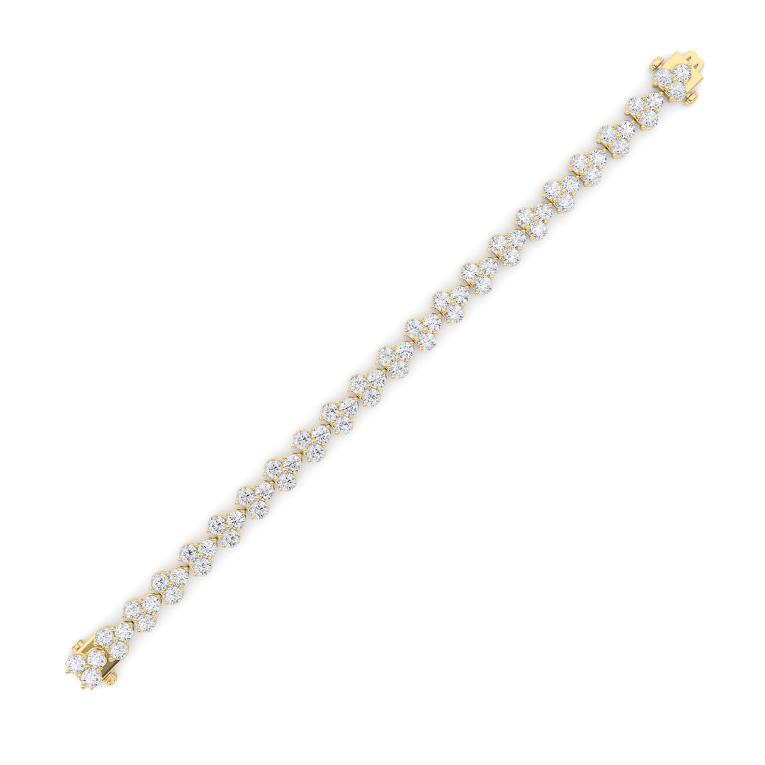 13CTW Round Shaped Lab Grown Diamond (F/VS) Cluster Bracelet in 14K Gold