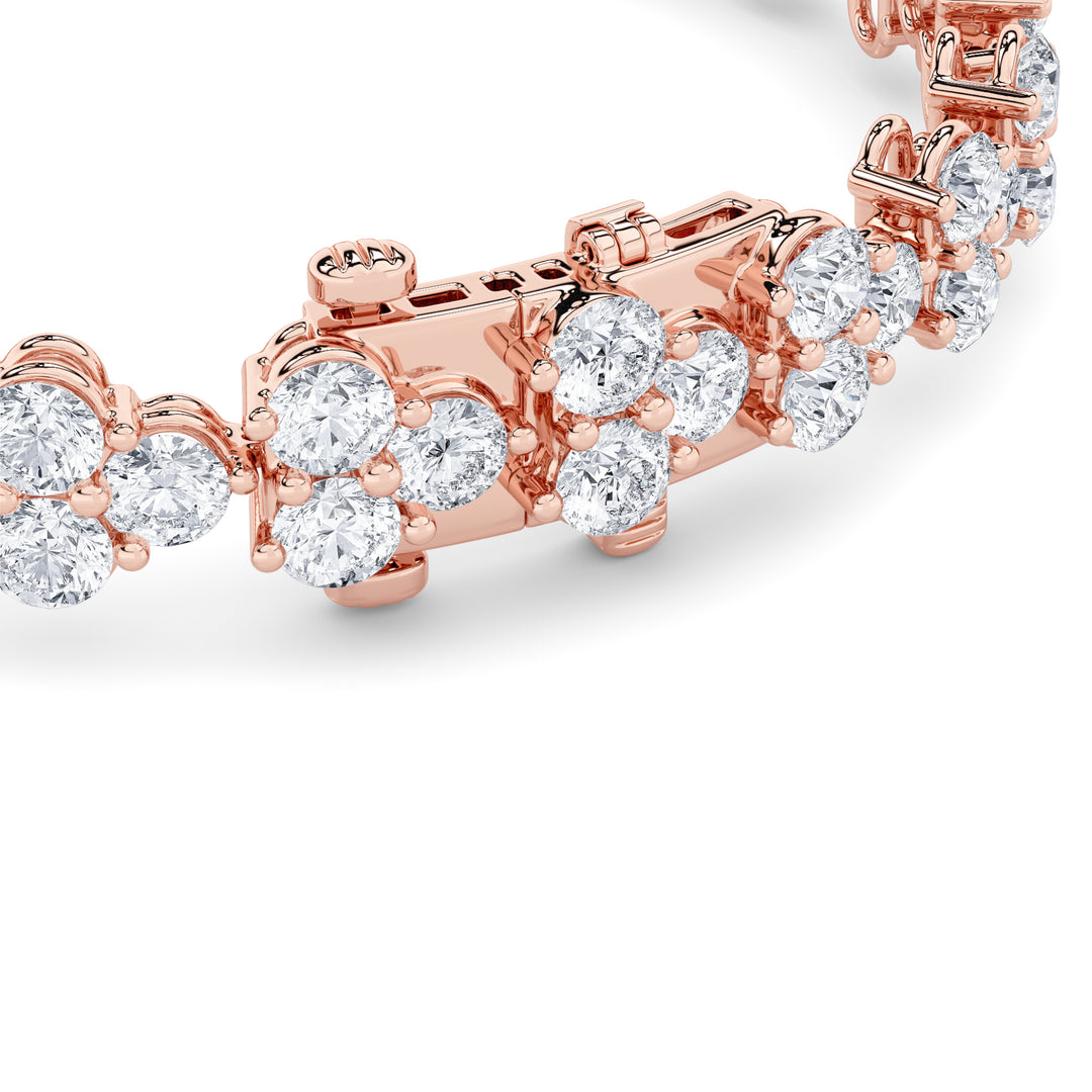 13CTW Round Shaped Lab Grown Diamond (F/VS) Cluster Bracelet in 14K Gold