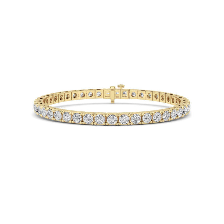 10CTW Round Shaped Lab Grown Diamond (F/VS) Bracelet in 14K Gold