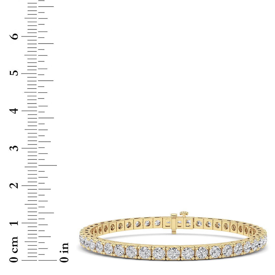 10CTW Round Shaped Lab Grown Diamond (F/VS) Bracelet in 14K Gold