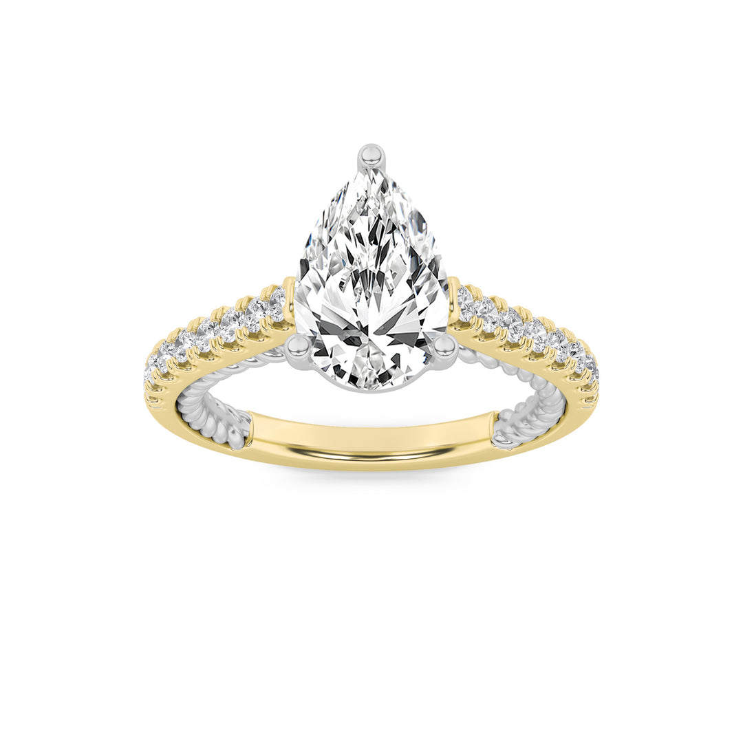 14K WY Lab Diamond Pear Solitaire Ring 2ct