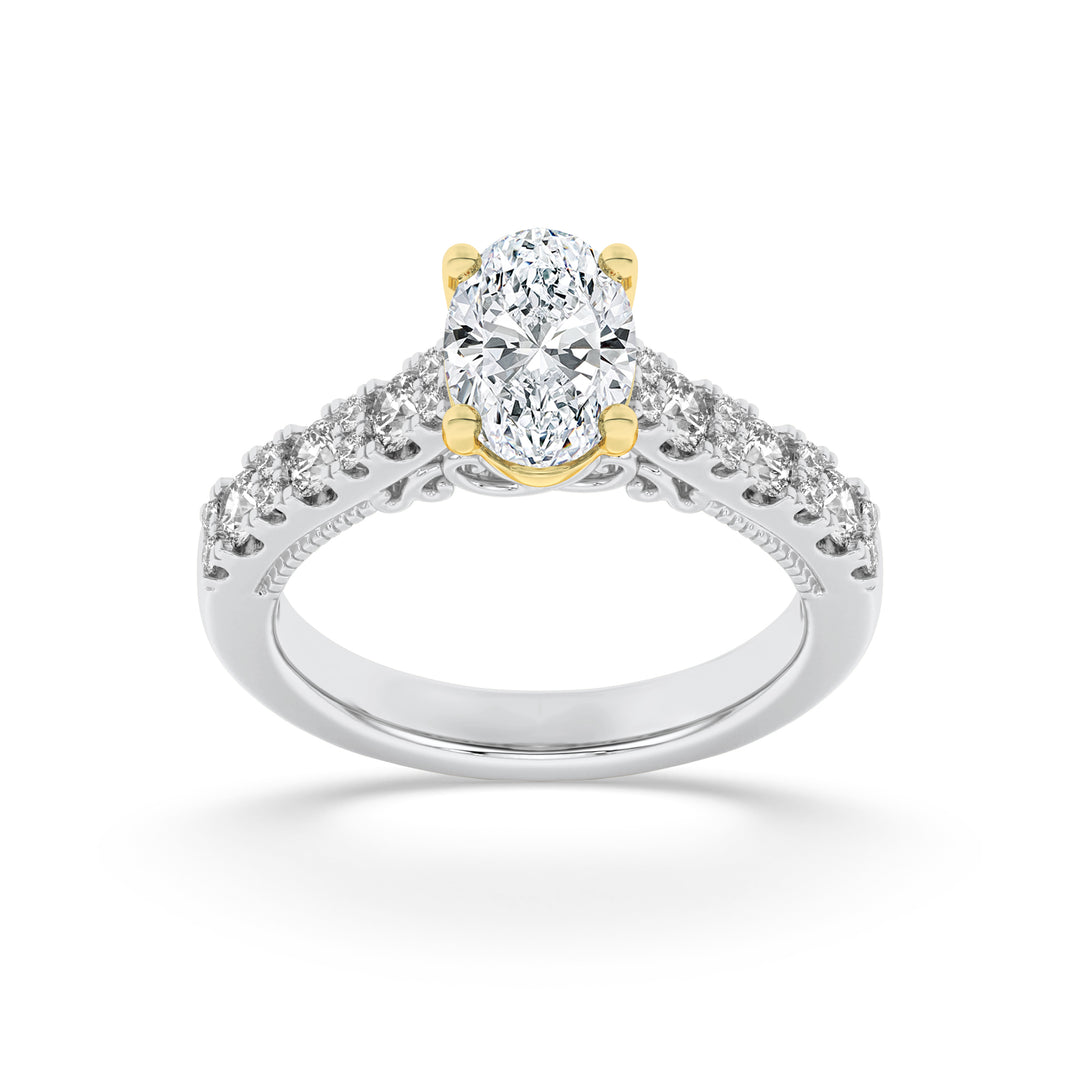 14K WY 2ct Lab Oval Diamond Vintage Engagement Ring